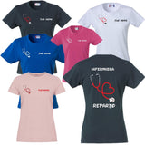 T-Shirt Lavoro Infermiera / Dottoressa / OSS con Stetoscopio a Cuore – PS 28870-026