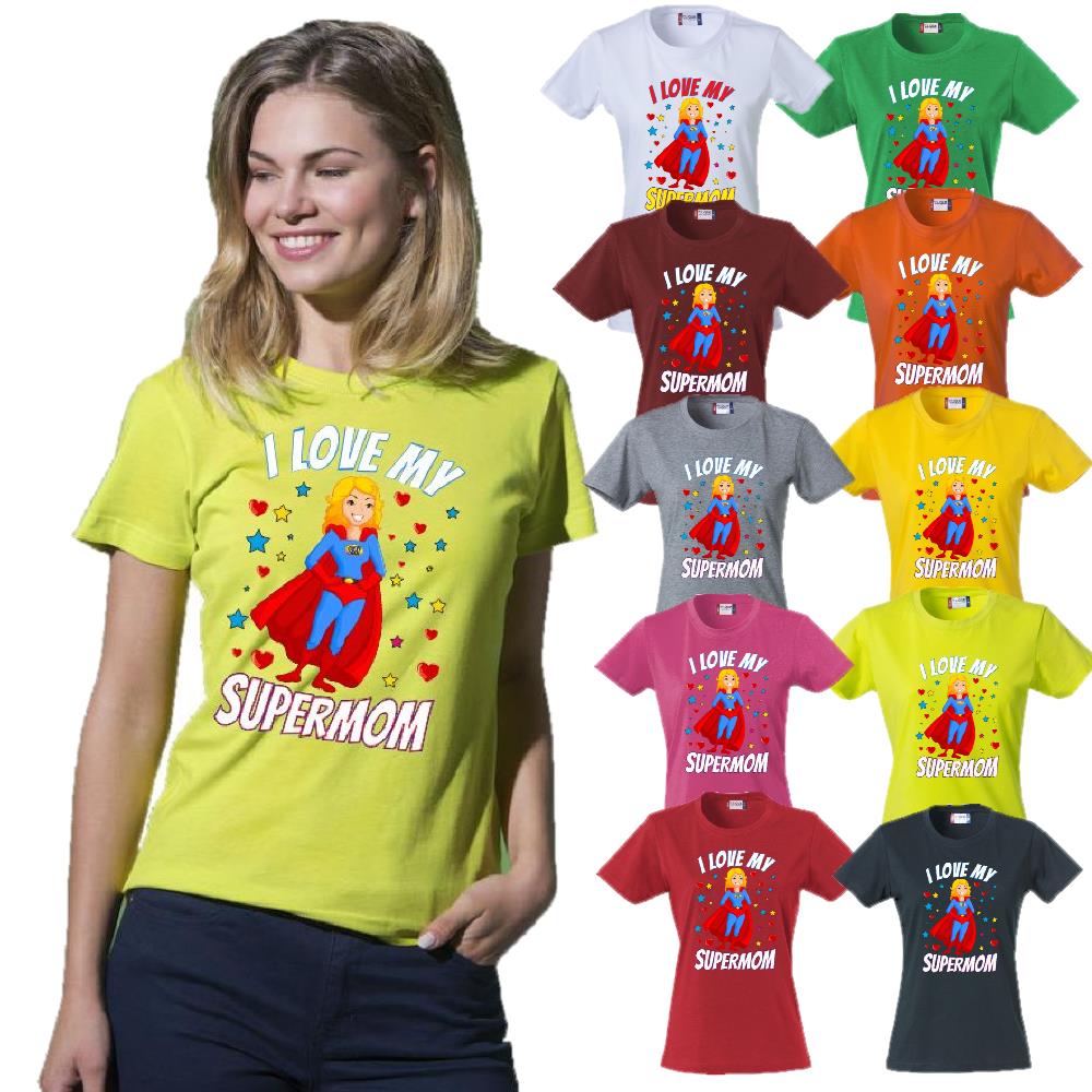 T-Shirt Donna “I Love My Supermom” – Idea Regalo Festa della Mamma – PS 28870-015 PRS