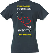 T-Shirt Lavoro Infermiera / Dottoressa / OSS con Stetoscopio a Cuore – PS 28870-026