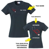 T-Shirt Lavoro Infermiera / Dottoressa / OSS con Stetoscopio a Cuore – PS 28870-026