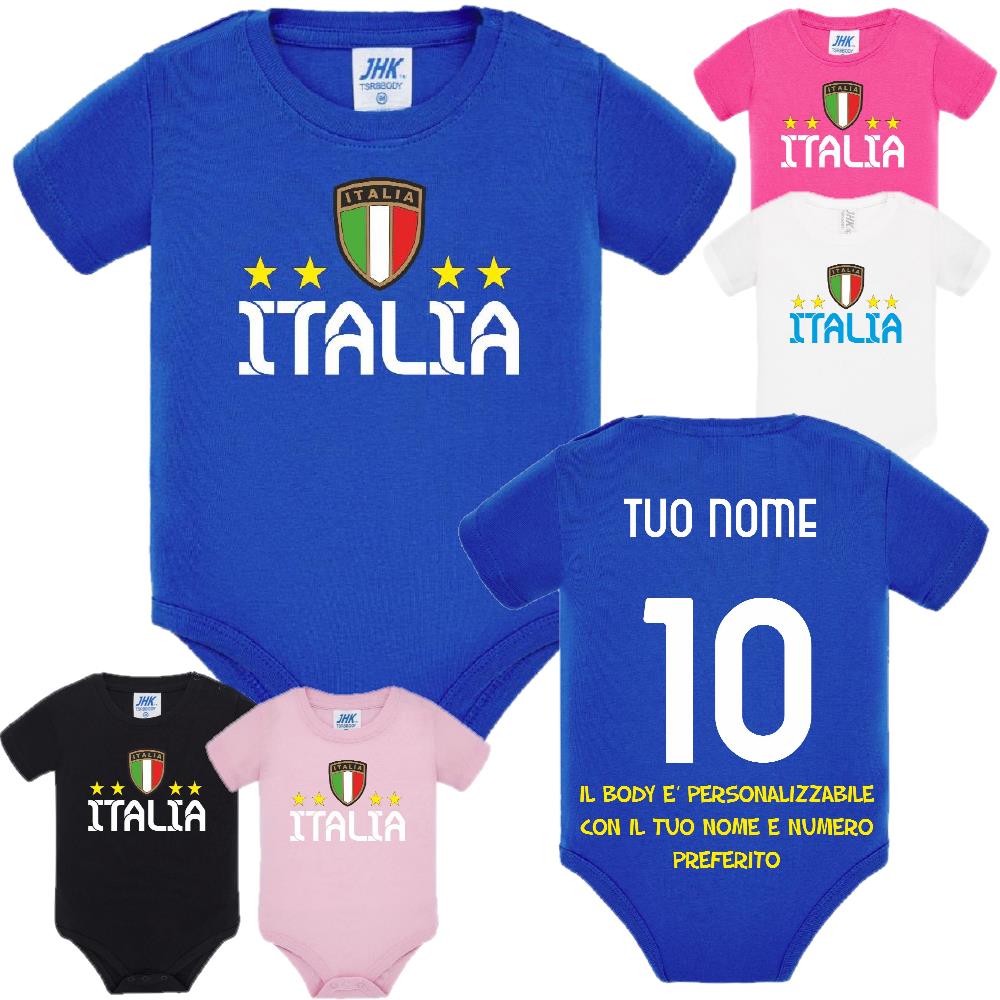 Body Neonato Italia Personalizzabile Con Nome e Numero Nazionale Italiana PS 28180-0019