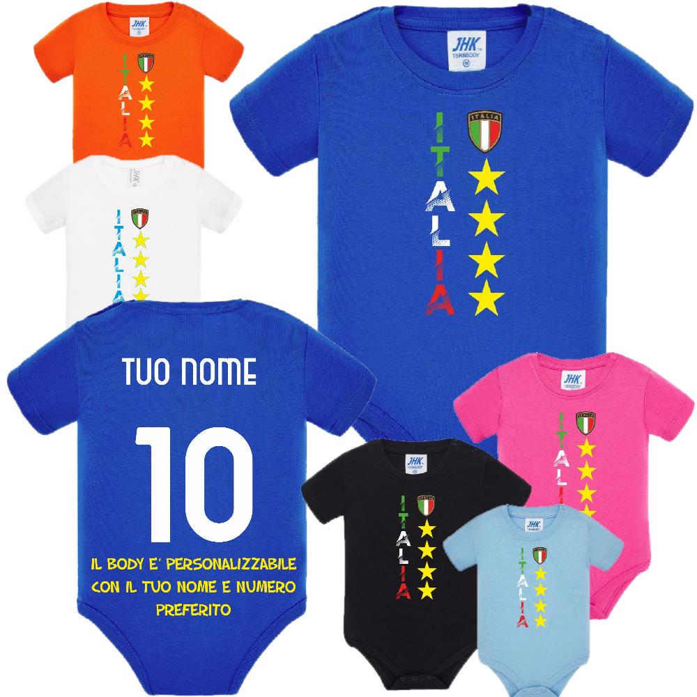 Body Neonato Italia Personalizzabile Con Nome e Numero Calcio Nazionale Italiana  PS 28180-0020