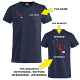 T-Shirt Personalizzabile Infermiera/Dottore/OSS con Stetoscopio Cuore – PS P 27431-A-116