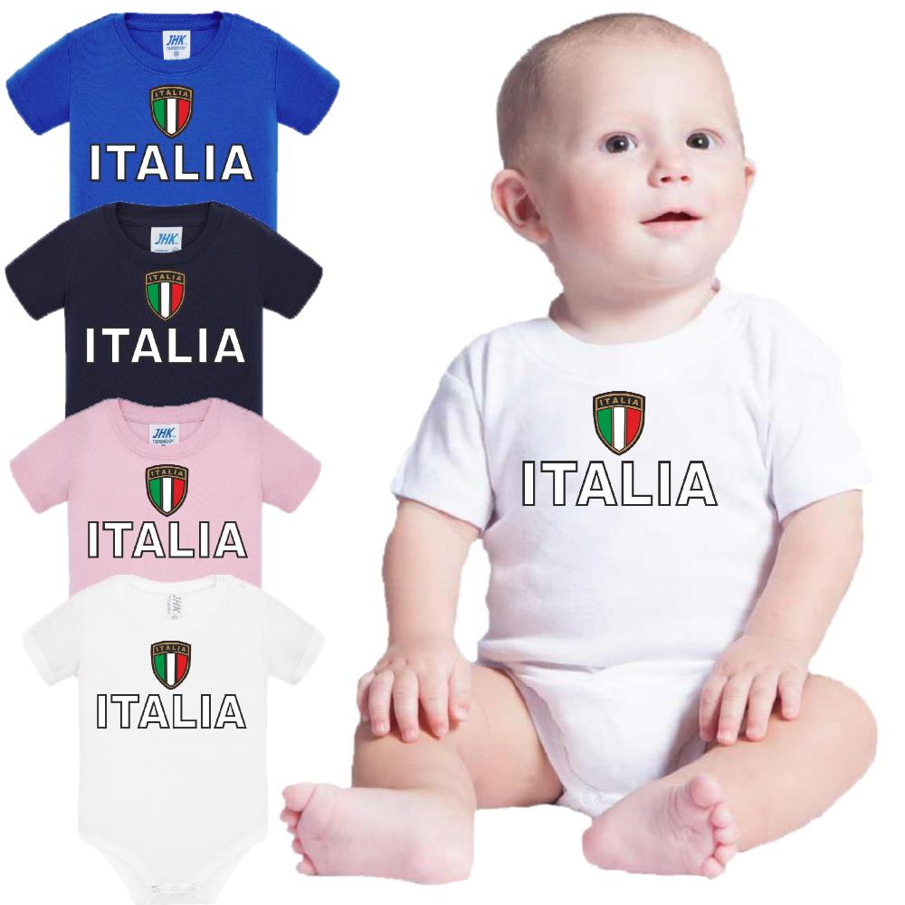 Body Neonato Italia Personalizzabile Con Nome e Numero 100% Cotone Forza Azzurri PS 28180-0017