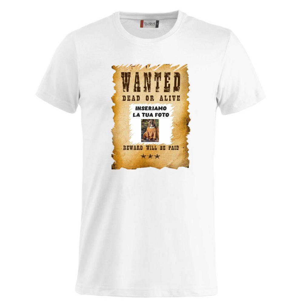 T-Shirt “Wanted Dead or Alive” Personalizzata con la Tua Foto – Mod. PS 27431-A061 - PRS