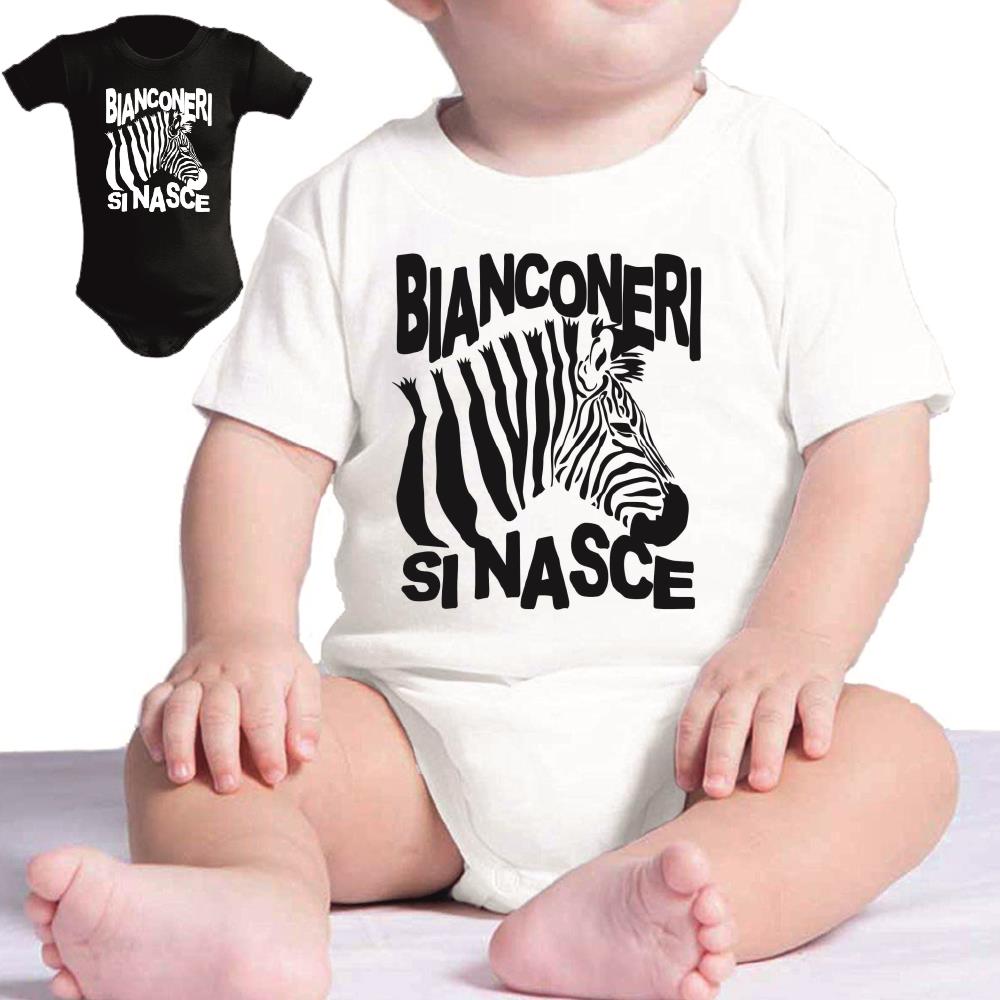 Body Neonato “Bianconeri Si Nasce” Zebra Bianco Nera 100% Cotone PS 28180-0010