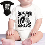 Body Neonato “Bianconeri Si Nasce” Zebra Bianco Nera 100% Cotone PS 28180-0010