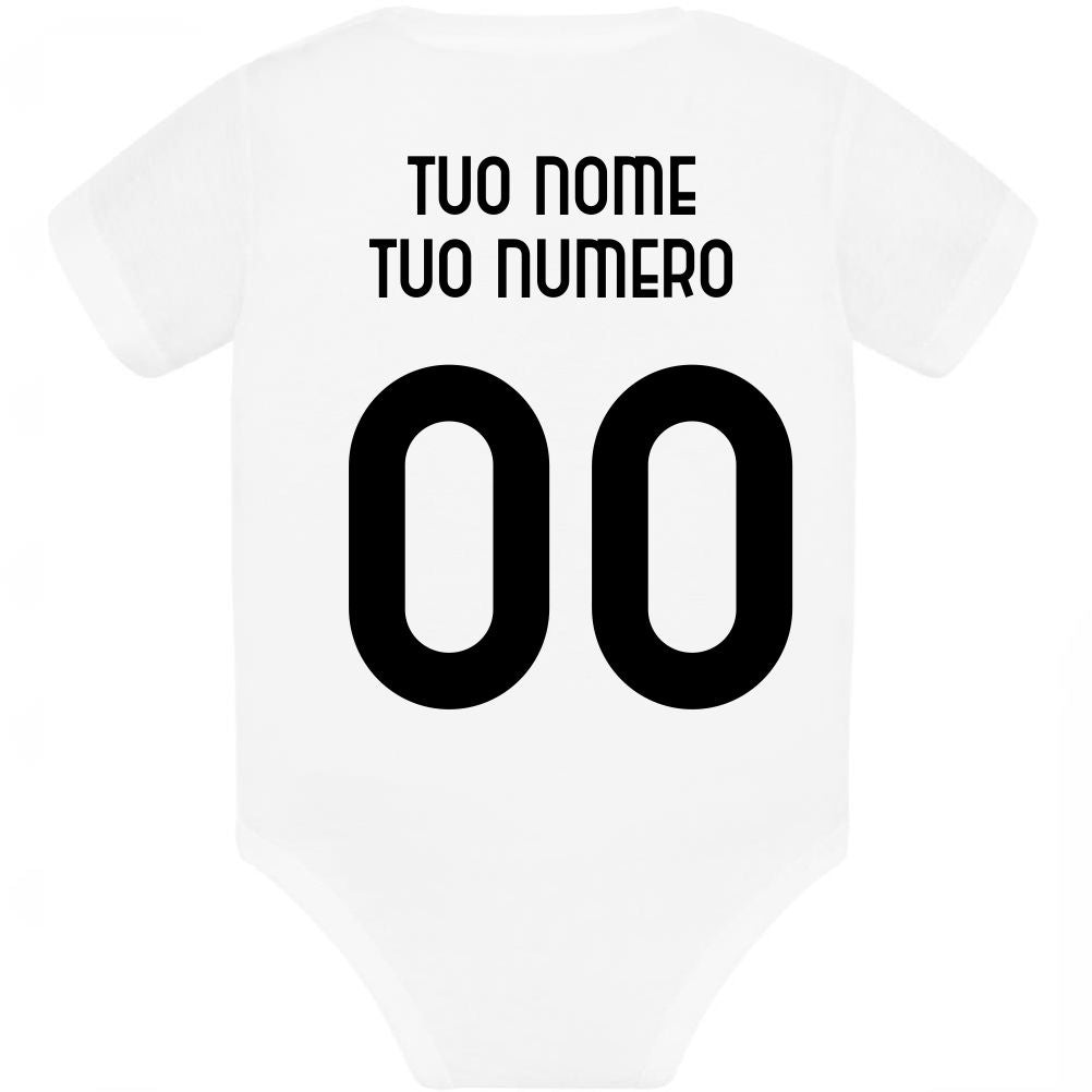 Body Neonato Stile Rovesciata Calcio Personalizzabile Con Nome e Numero 100% Cotone PS 28180-029