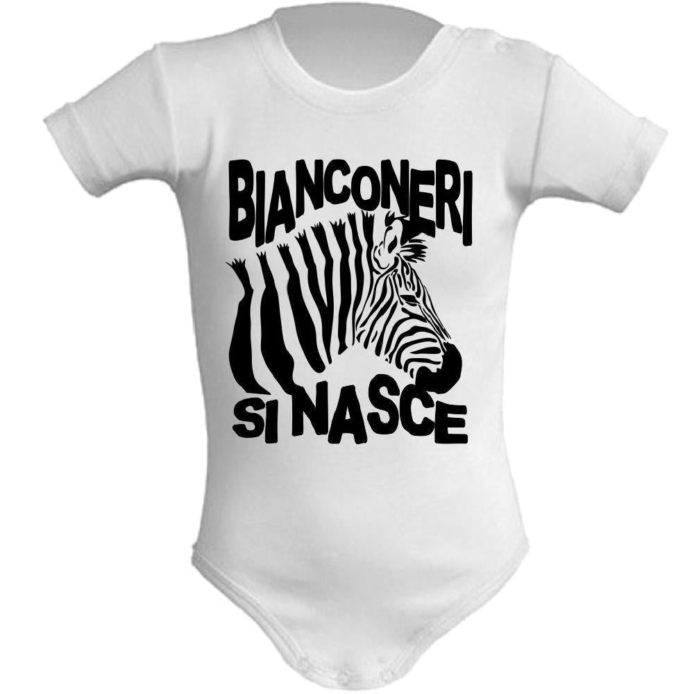 Body Neonato “Bianconeri Si Nasce” Zebra Bianco Nera 100% Cotone PS 28180-0010