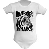 Body Neonato “Bianconeri Si Nasce” Zebra Bianco Nera 100% Cotone PS 28180-0010