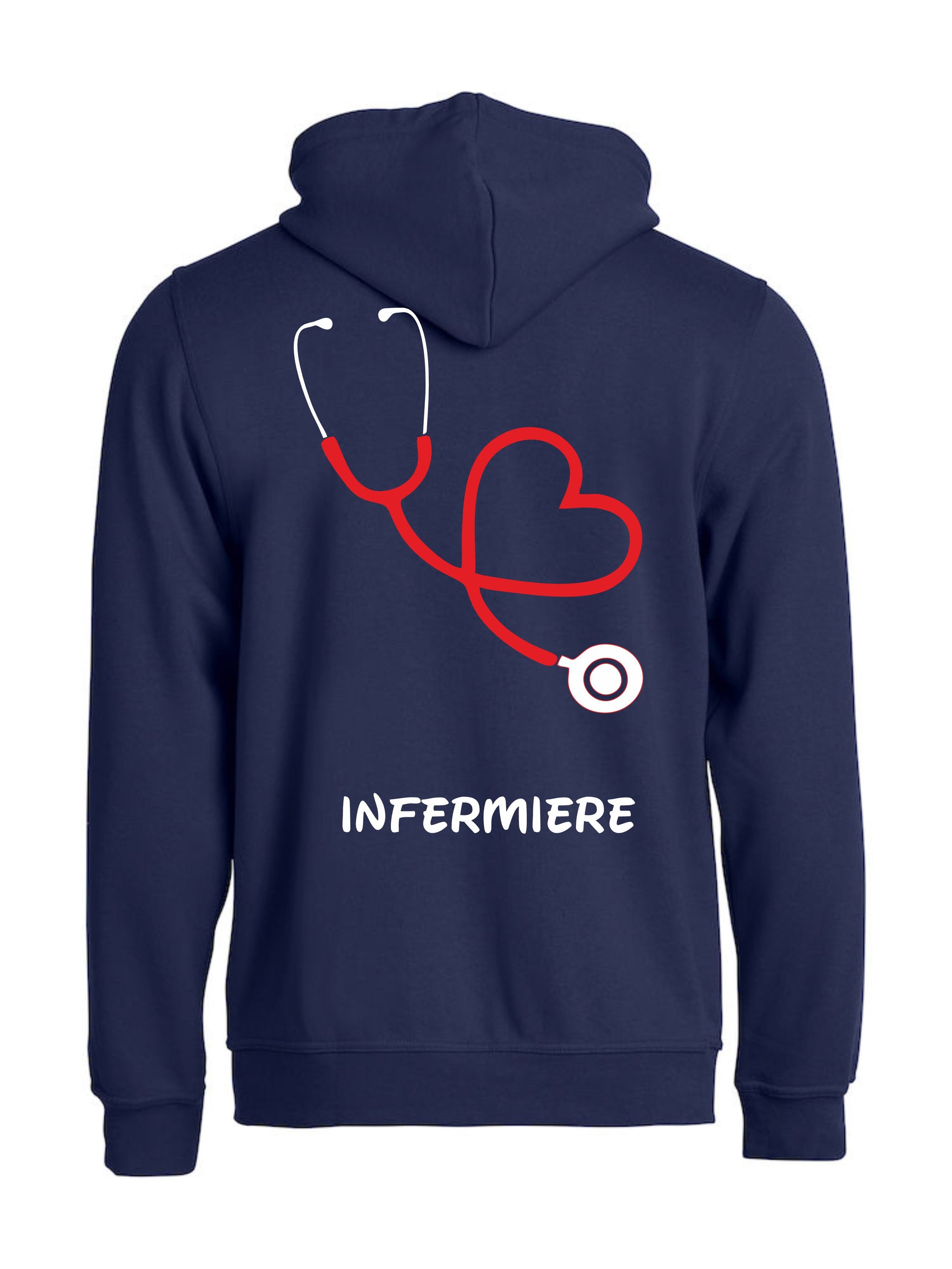 Felpa Infermiere Stetoscopio Cuore – Felpa Uomo con Cappuccio Full Zip Personalizzabile PS 02202-001