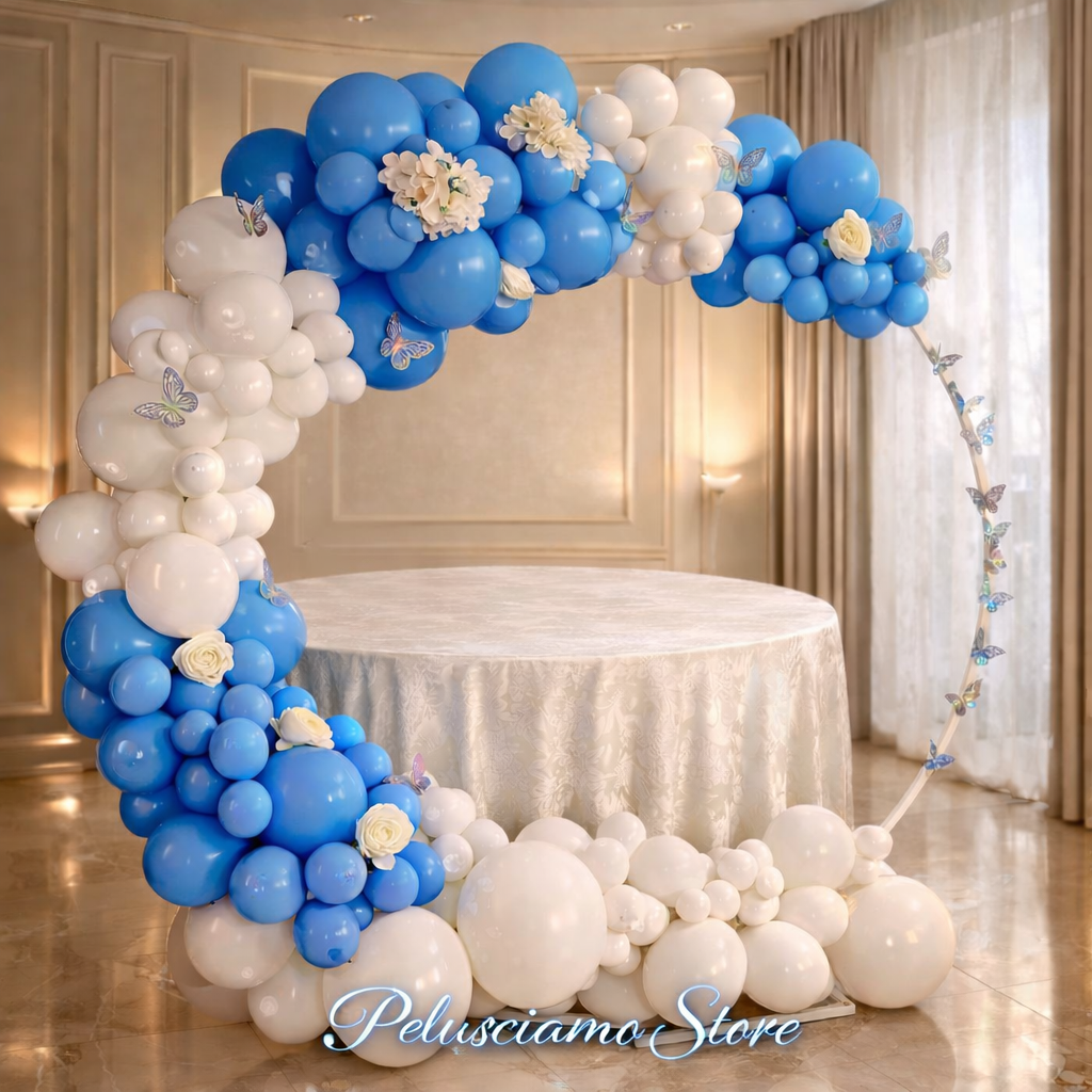 Arco mezza luna di Palloncini con farfalle e fiori - BA 016