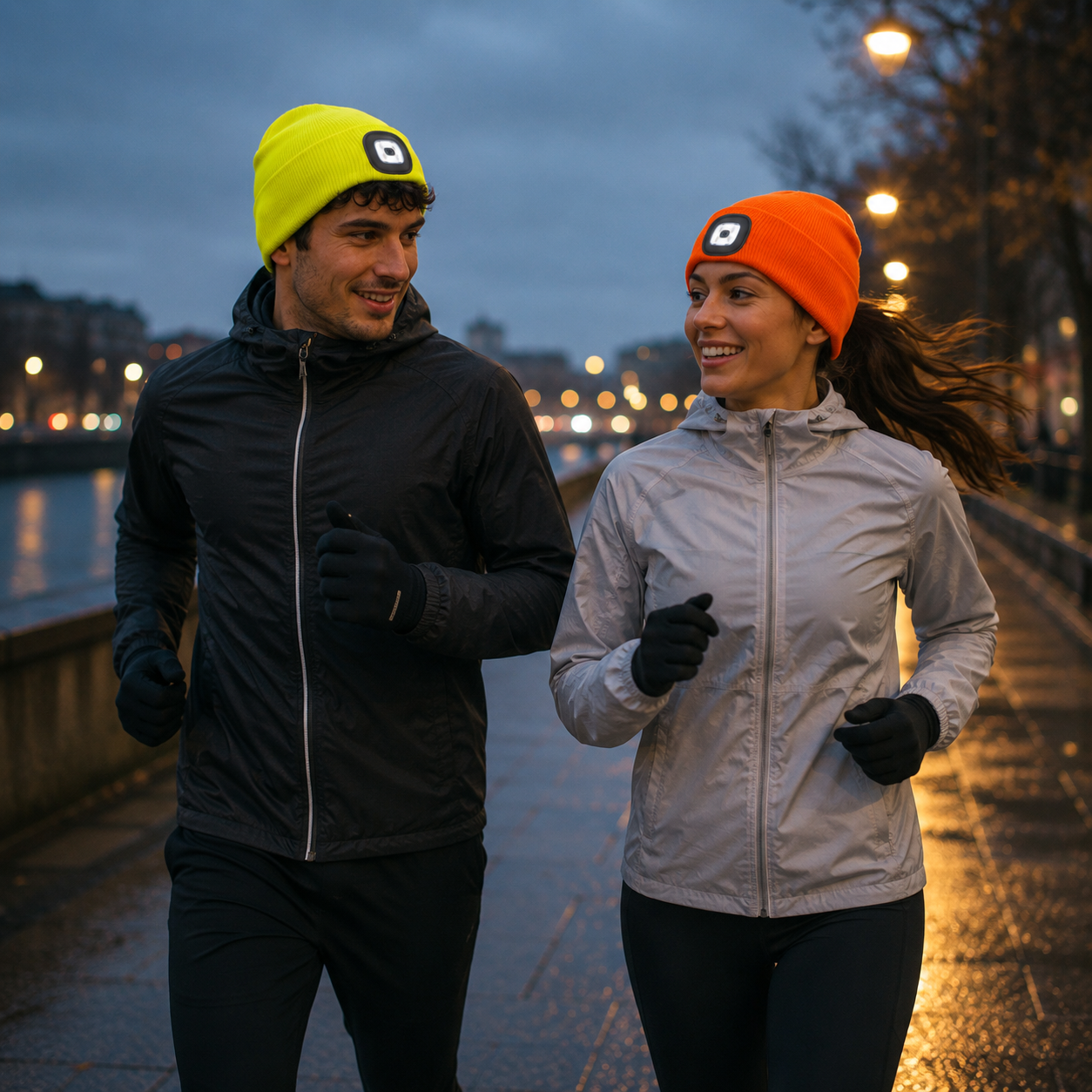 Berretto a Cuffia con LED Removibile WorkTeam – Cappello Invernale – Giallo Fluo, Arancione Fluo e Nero – Cod. PS 05321