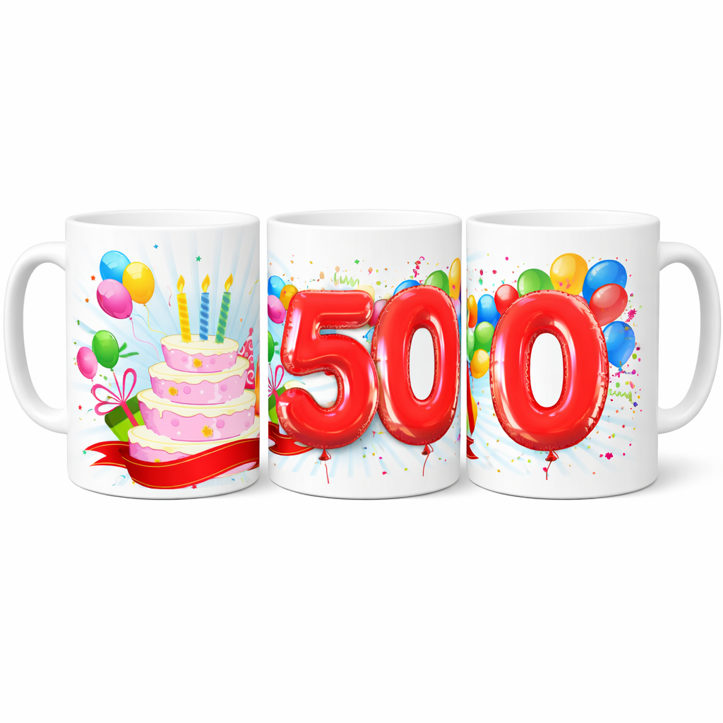 Tazza in Ceramica “Torta Auguri” con Palloncini – Personalizzabile – Idea Regalo Compleanno – PS 09370-0001
