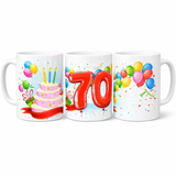 Tazza in Ceramica “Torta Auguri” con Palloncini – Personalizzabile – Idea Regalo Compleanno – PS 09370-0001