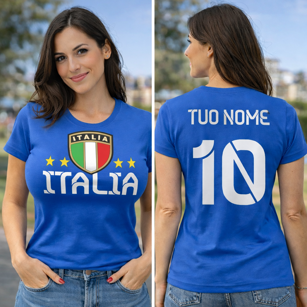 T-Shirt Italia Personalizzabile con Nome e Numero – Cotone  PS 27431-A096