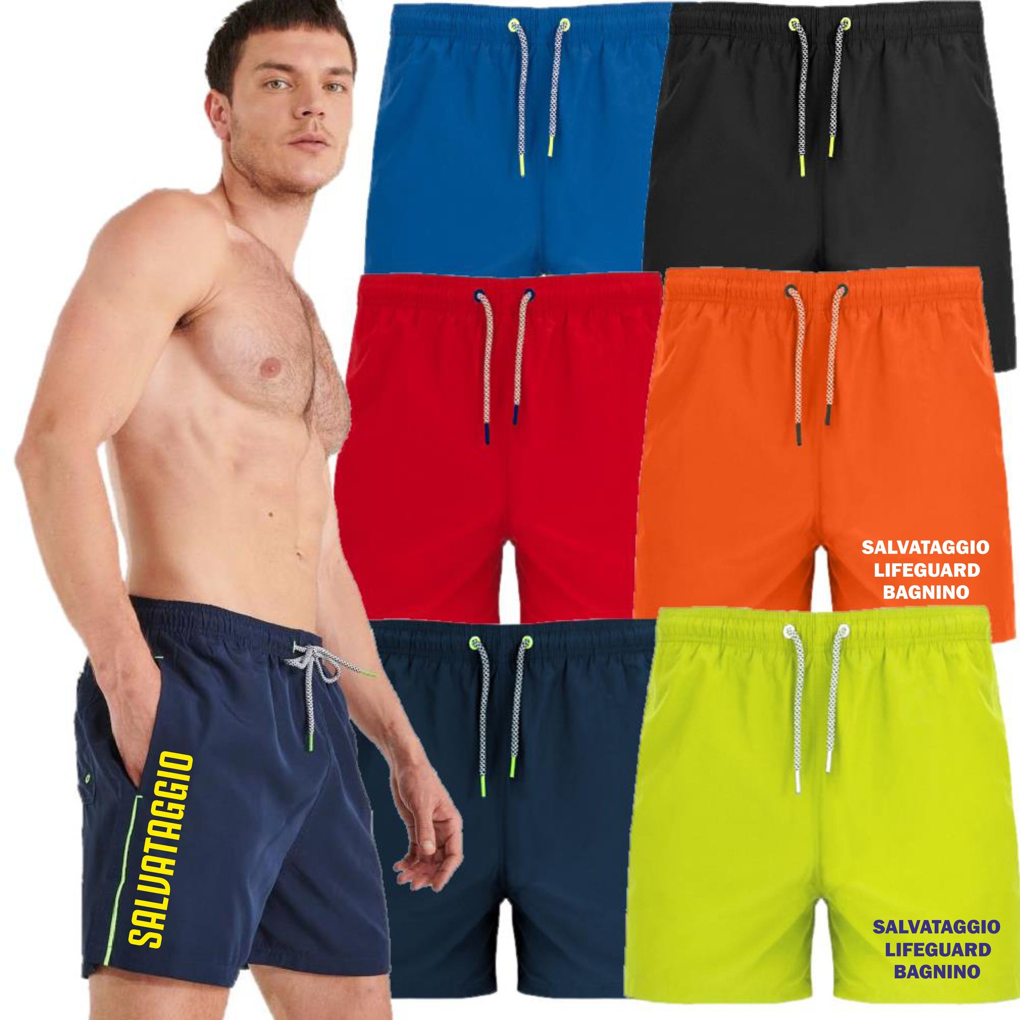 Costume da Bagno Salvataggio Lifeguard Bagnino Pantaloncino Balos Mare Piscina Personalizzabile PS 41114-BS