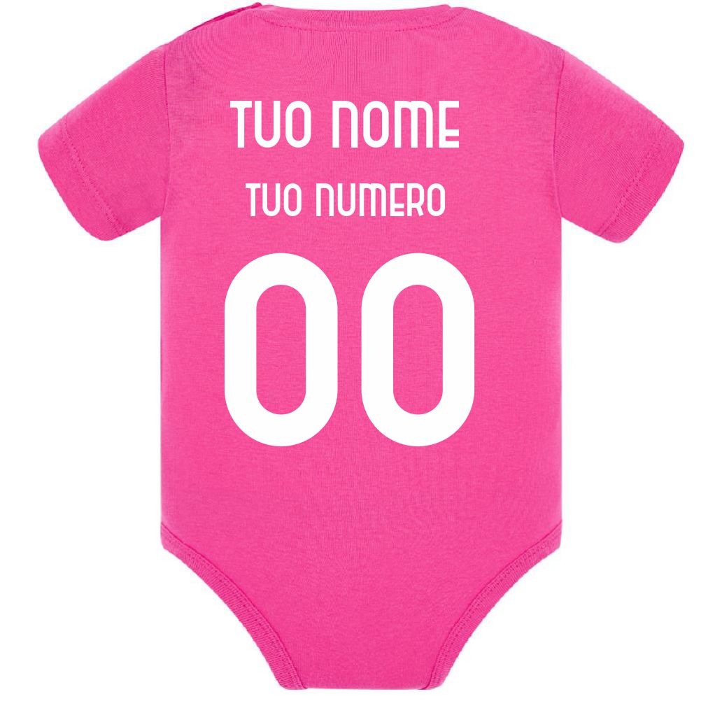 Body Neonato Stile Rovesciata Calcio Personalizzabile Con Nome e Numero 100% Cotone PS 28180-029