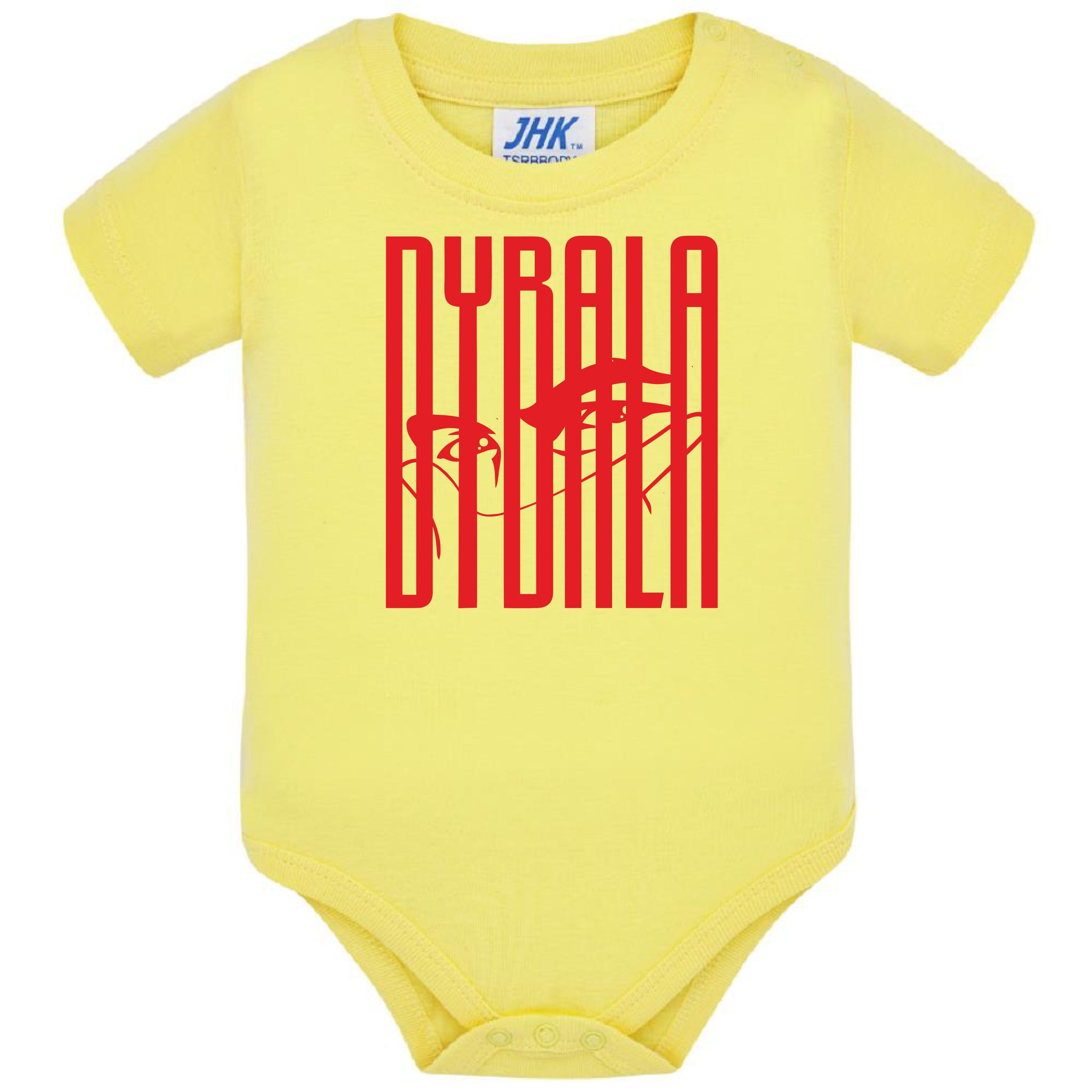 Body Neonato Dybala Mask Stile Tifosi Giallo Rossi Calcio 100% Cotone PS 28180-0007