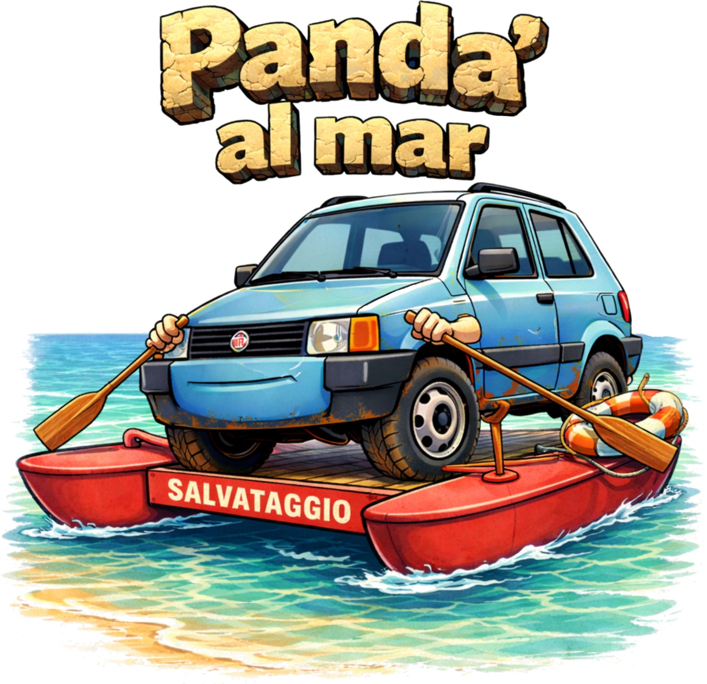 T-Shirt Simpatica “Panda al Mar, Panda’ in Muntagna” – Idea Regalo Divertente – PS 27431-A-141 PRS