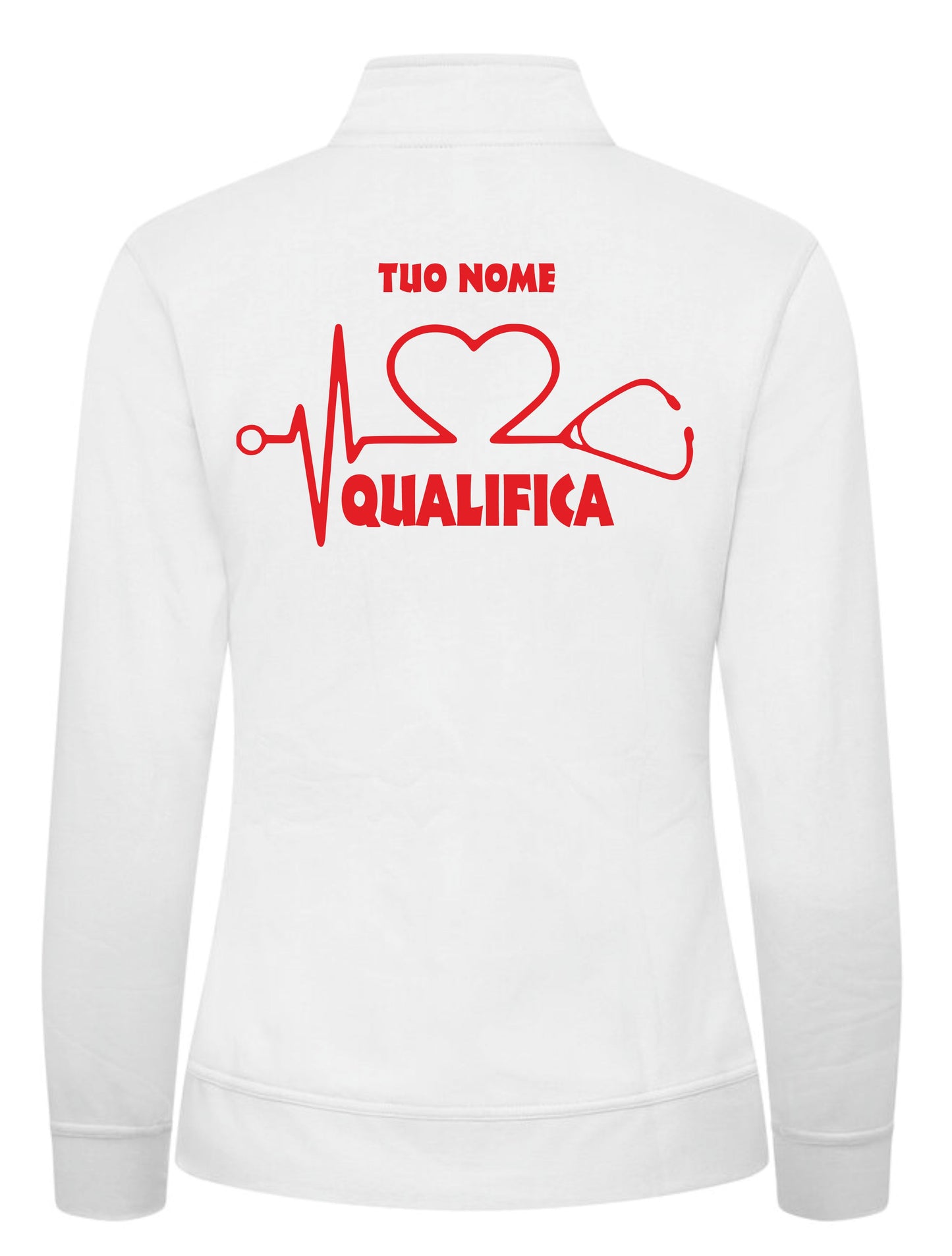 Felpa Infermiera Dottoressa Oss Stetoscopio Cuore | Felpa Da Donna No Cappuccio Full Zip | Personalizzabile Con Nome Qualifica e Reparto | Scegli la Grafica PS 32401-A001