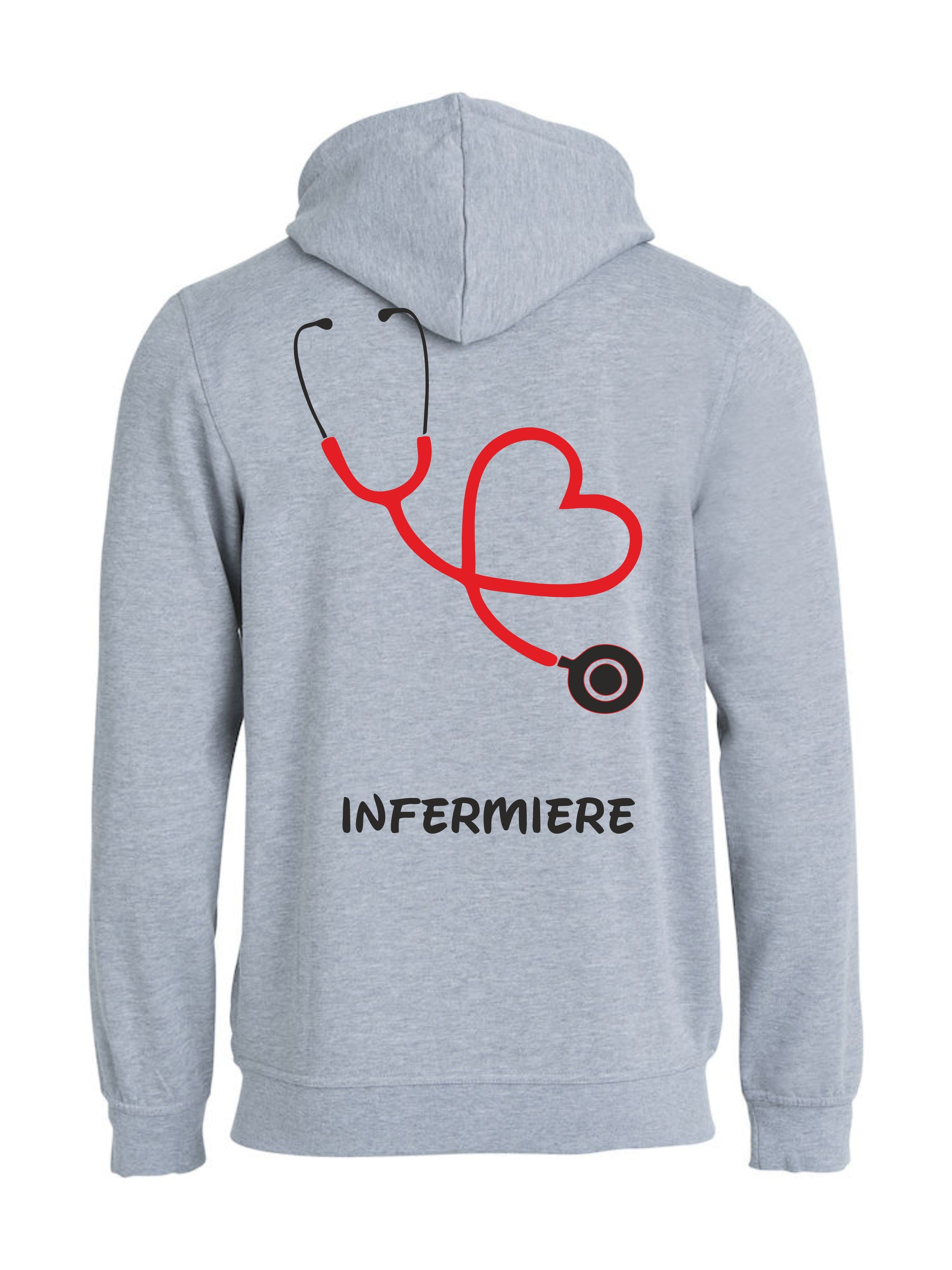 Felpa Infermiere Stetoscopio Cuore – Felpa Uomo con Cappuccio Full Zip Personalizzabile PS 02202-001