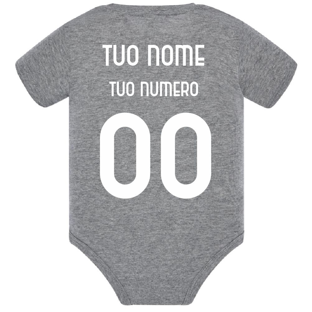 Body Neonato Stile Rovesciata Calcio Personalizzabile Con Nome e Numero 100% Cotone PS 28180-029