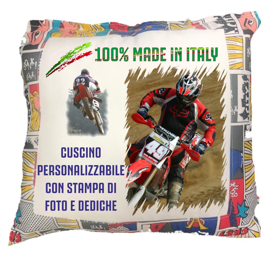 Cuscino Personalizzabile con Foto o Frasi – Quadrato Bicolore – Cod. 10746 PRS