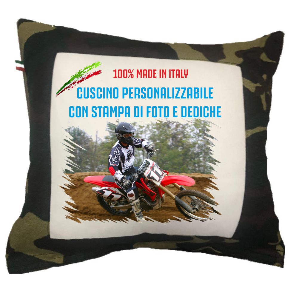 Cuscino Personalizzabile con Foto o Frasi – Quadrato Bicolore – Cod. 10746 PRS