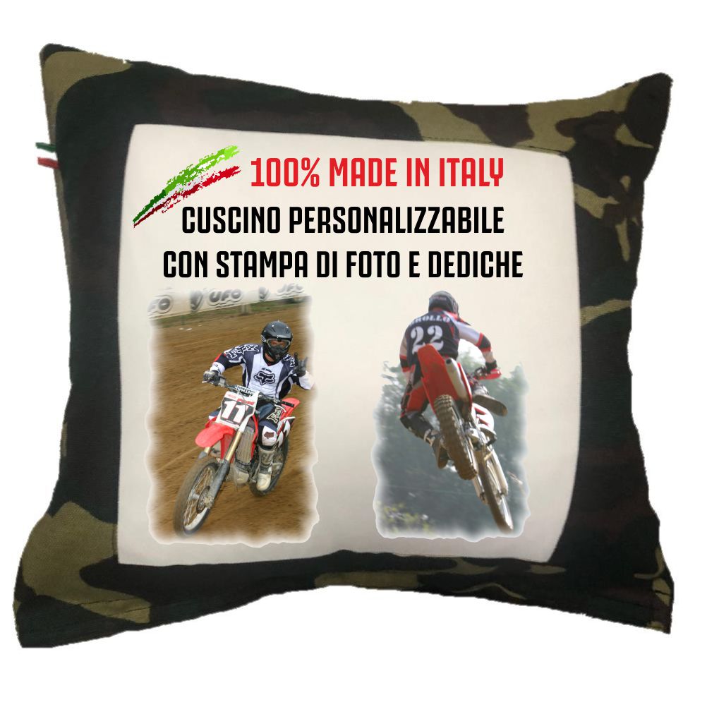 Cuscino Personalizzabile con Foto o Frasi – Quadrato Bicolore – Cod. 10746 PRS