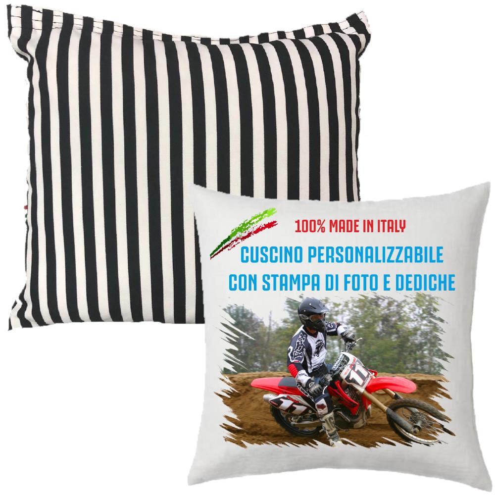 Cuscino Personalizzabile con Foto o Frasi – Quadrato Bicolore – Cod. 10746 PRS