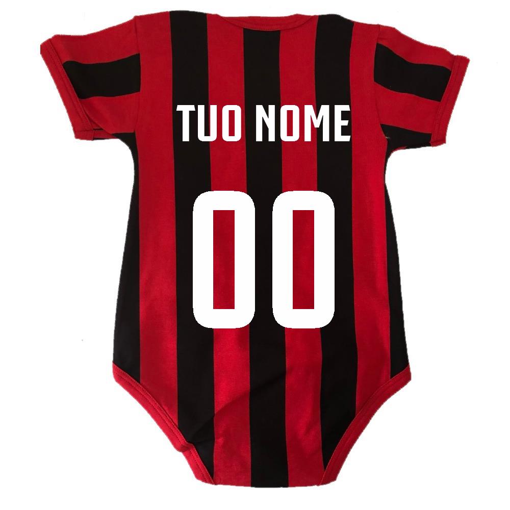 Body Neonato Rosso Nero  – Personalizzabile Con Nome e Numero PS 32772