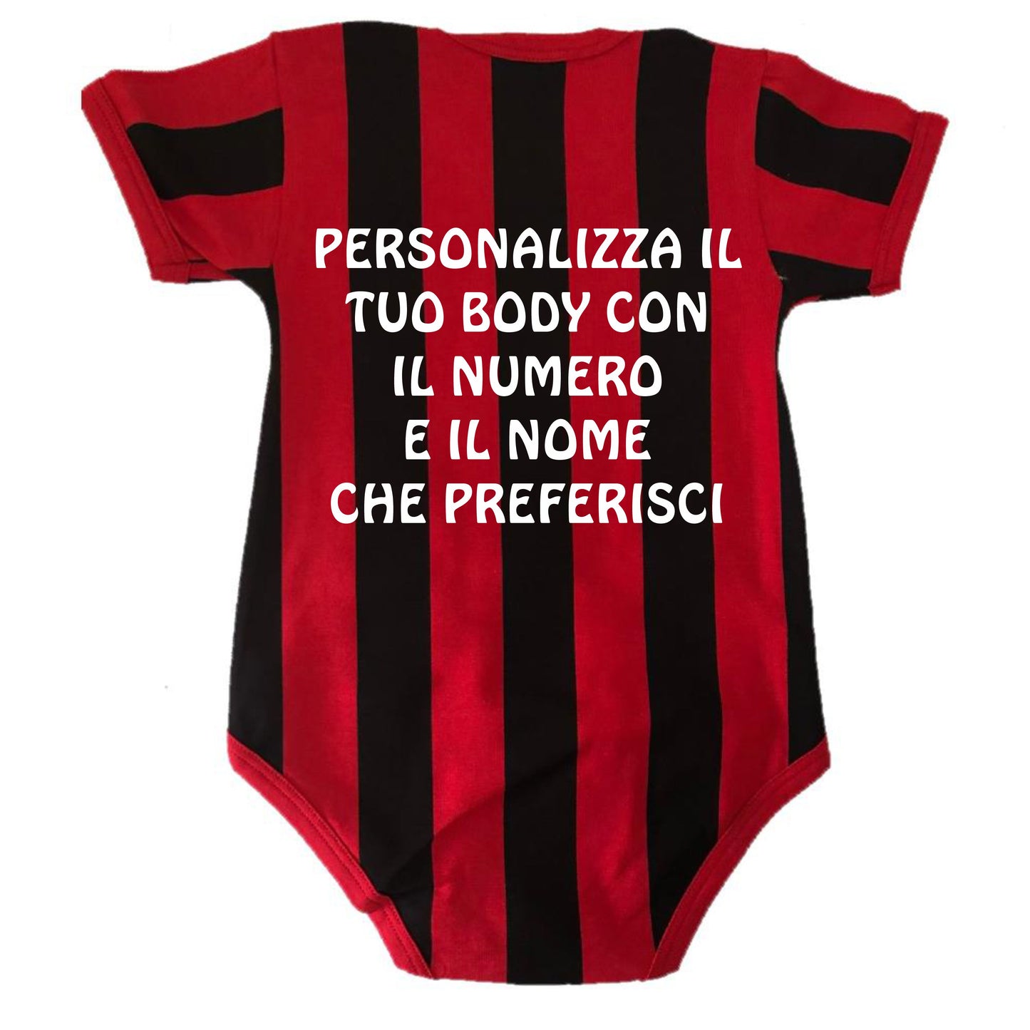 Body Neonato Rosso Nero  – Personalizzabile Con Nome e Numero PS 32772