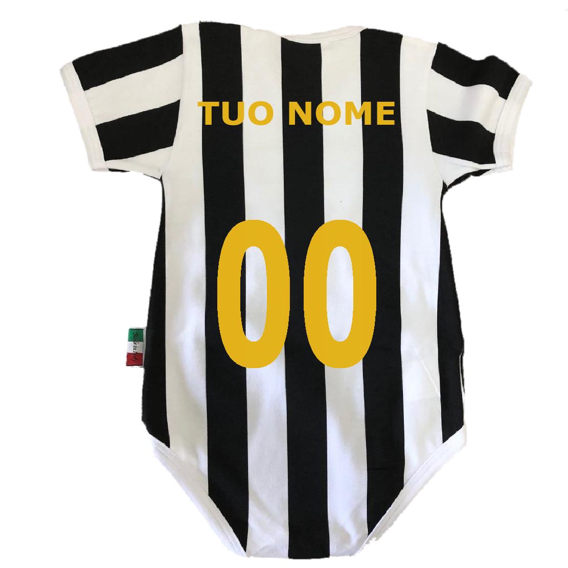Body Neonato Bianco Nero  – Personalizzabile Con Nome e Numero PS 32764