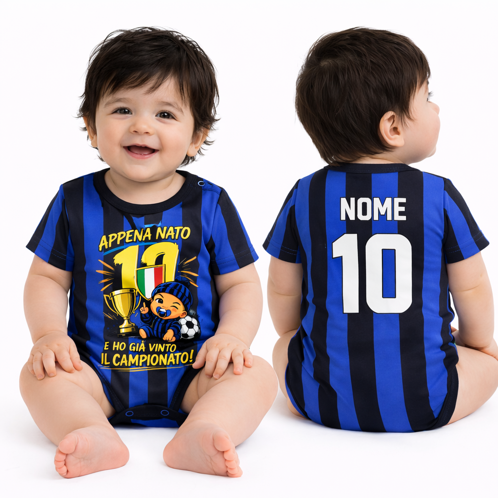 Body Neonato Inter Campioni d’Italia 25/26 – 21 Scudetti – Personalizzato – PS 32768-SCINT-01