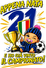 Body Nero Azzurro Appena Nata e Ho Gia Vinto Il Campionato | NeroAzzurri Campioni D'Italia | Personalizzato Nome e Numero PS 32768-INT-011