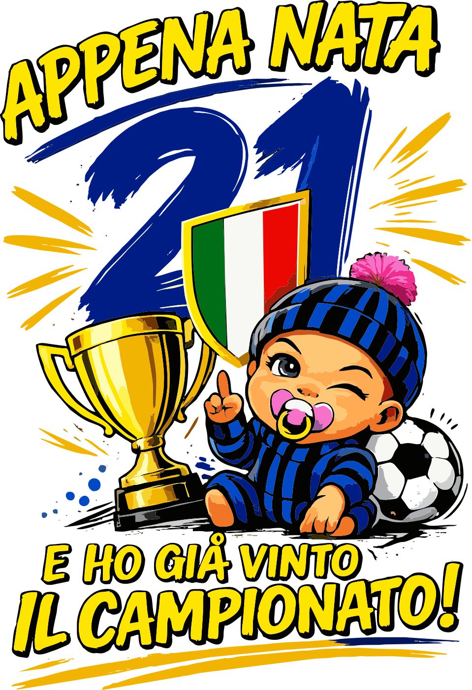 Body Nero Azzurro Appena Nata e Ho Gia Vinto Il Campionato | NeroAzzurri Campioni D'Italia | Personalizzato Nome e Numero PS 32768-INT-011