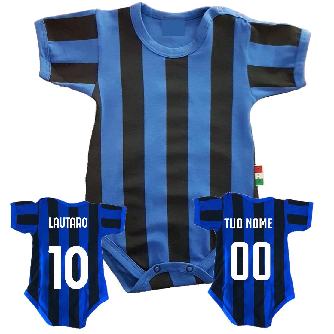 Body Neonato Nero Azzurro  – Personalizzabile Con Nome e Numero PS 32768