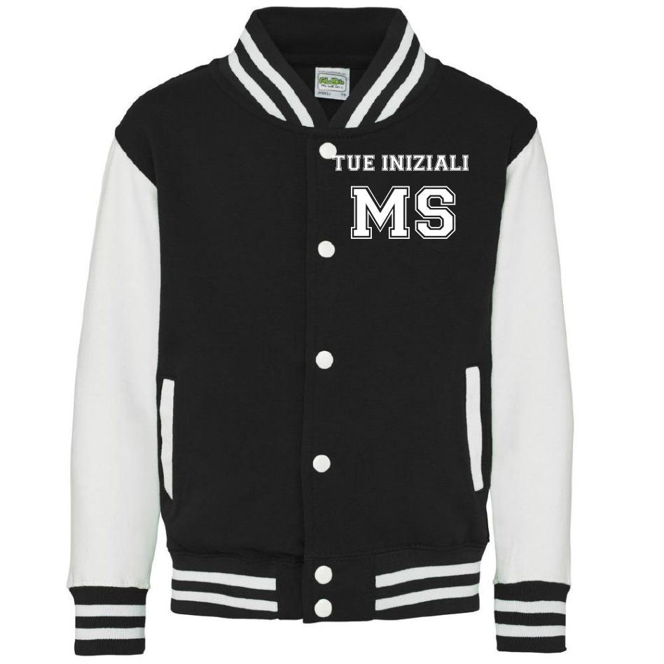 Felpa Baseball Varsity Junior Jacket Giacca College Personalizzabile Con Iniziali PS 36017 PRS