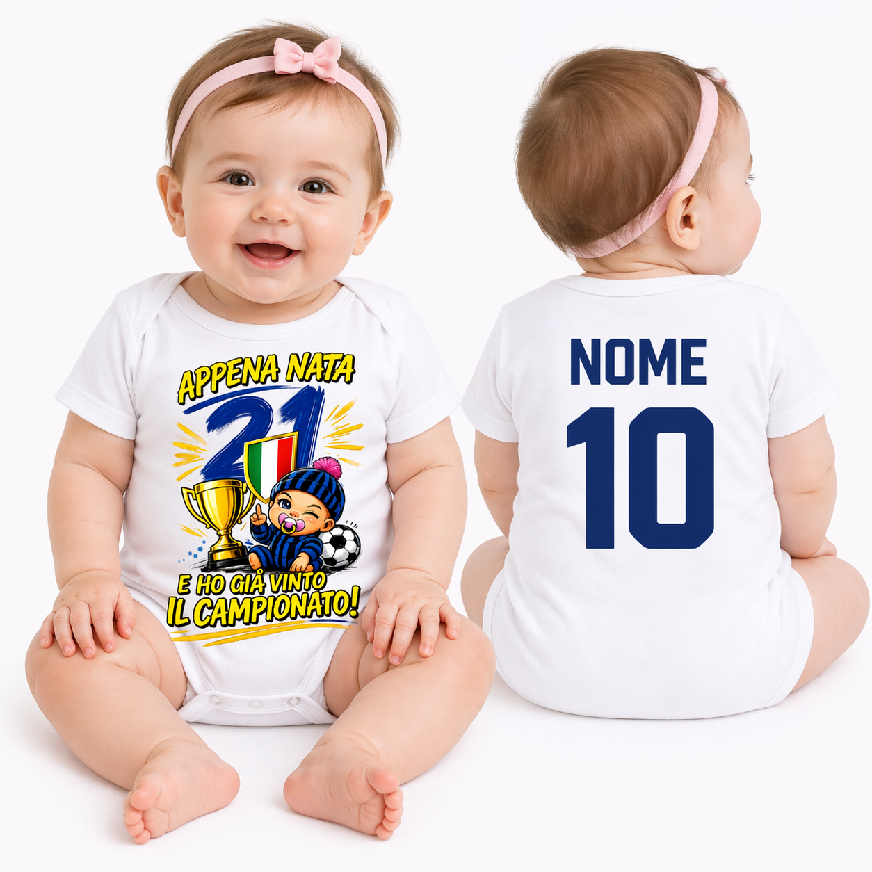 Body Scudetto Calcio Appena Nata e' Ho Gia Vinto Il Campionato NeroAzzurri Campioni D'Italia 2025/2026 21 Scudetti PS 28180-INT-11
