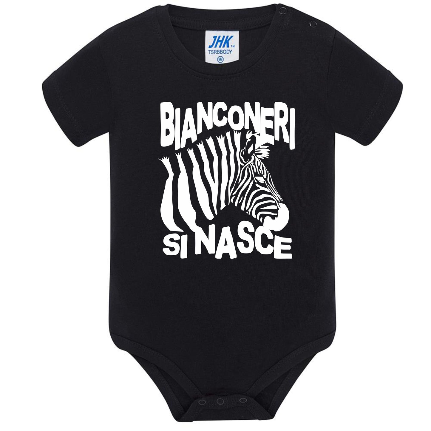 Body Neonato “Bianconeri Si Nasce” Zebra Bianco Nera 100% Cotone PS 28180-0010