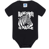 Body Neonato “Bianconeri Si Nasce” Zebra Bianco Nera 100% Cotone PS 28180-0010