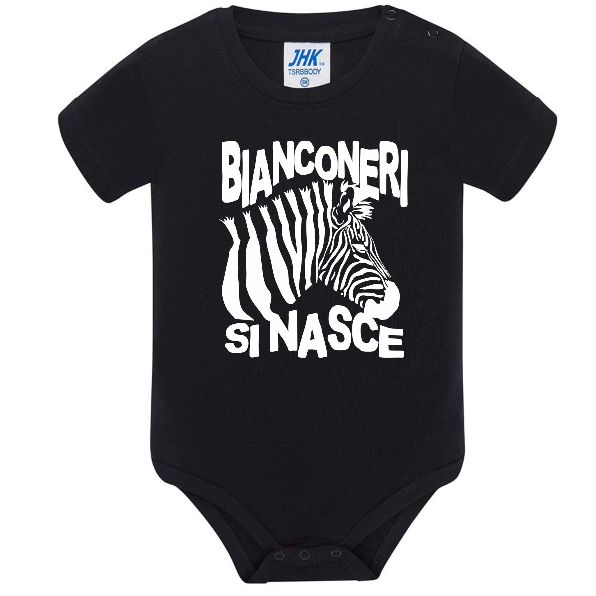 Body Neonato “Bianconeri Si Nasce” Zebra Bianco Nera 100% Cotone PS 28180-0010