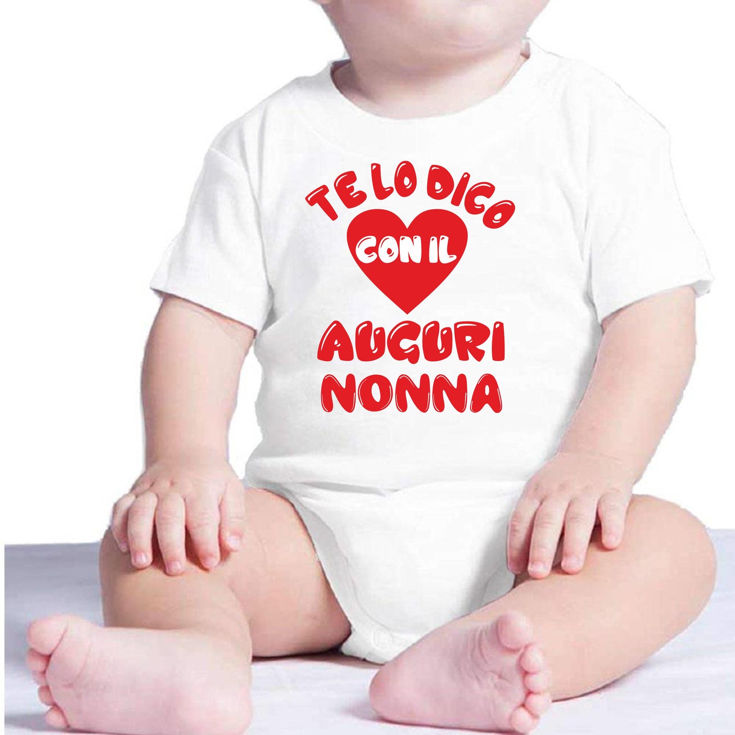 Body Neonato Personalizzato “Te Lo Dico Con Il Cuore” Auguri Papà Mamma Nonna Zia o Nome PS 28180-0003