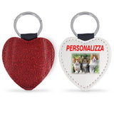 Portachiavi Personalizzabile EcoPelle Foto Frasi Forme Rettangolare Cuore Tondo Glitterati – Gadget Idea Regalo PS 12722 PRS