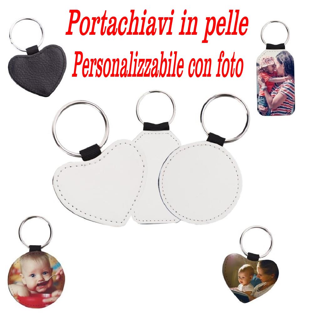 Portachiavi Personalizzabile EcoPelle Foto Frasi Forme Rettangolare Cuore Tondo Glitterati – Gadget Idea Regalo PS 12722 PRS