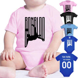 Body Neonato Stile Rovesciata Calcio Personalizzabile Con Nome e Numero 100% Cotone PS 28180-029
