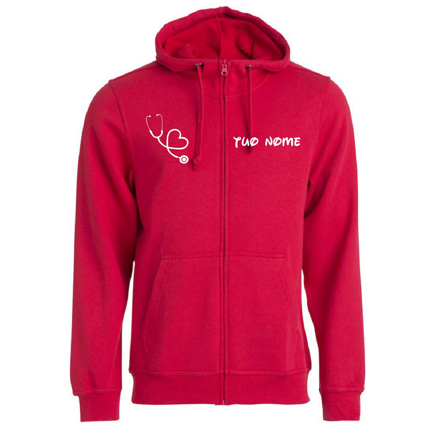 Felpa Infermiere Stetoscopio Cuore – Felpa Uomo con Cappuccio Full Zip Personalizzabile PS 02202-001