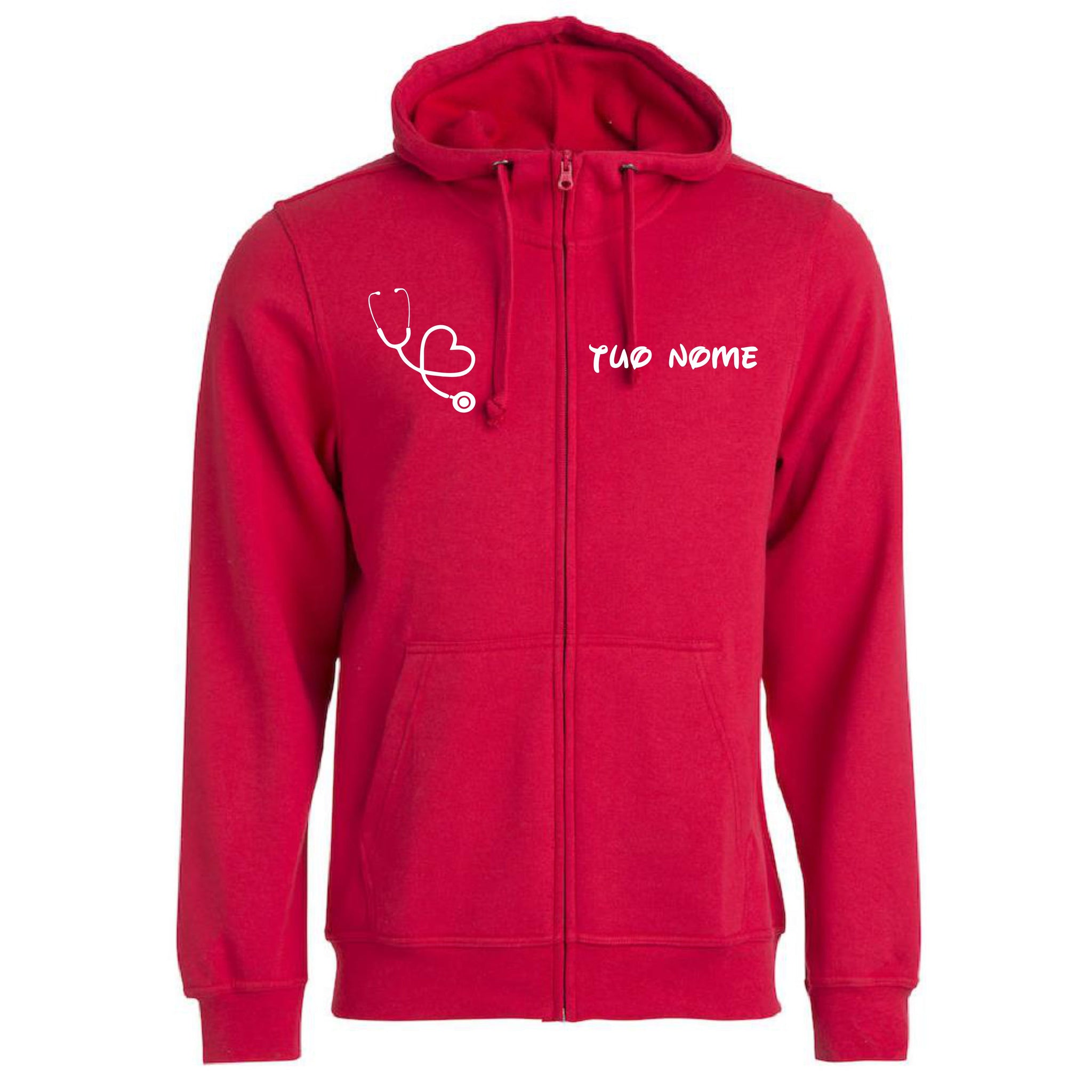 Felpa Infermiere Stetoscopio Cuore – Felpa Uomo con Cappuccio Full Zip Personalizzabile PS 02202-001