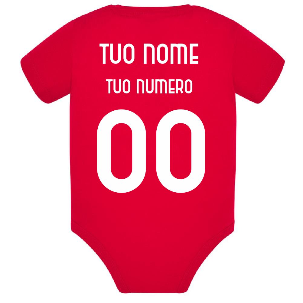 Body Neonato Stile Rovesciata Calcio Personalizzabile Con Nome e Numero 100% Cotone PS 28180-029